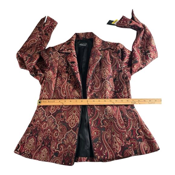 Vintage Giancarlo Ferrari Womens Tapestry Jacket Size 6 Open Front Paisley Boho - Picture 8 of 15